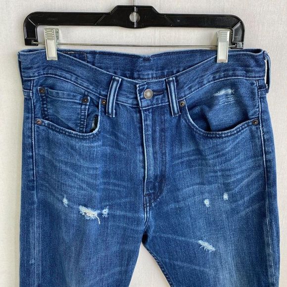 LEVI 522 Dark Blue Ripped Jean - Picture 3 of 13